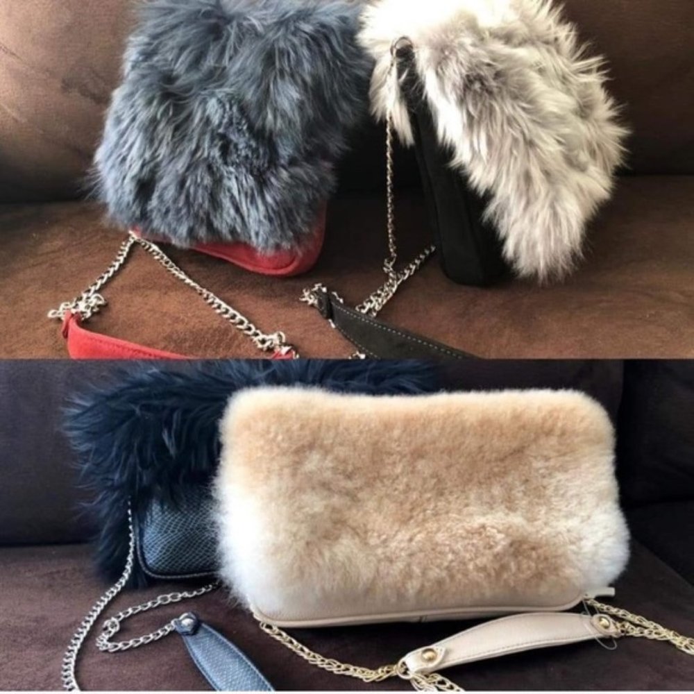 Cross body fur purse